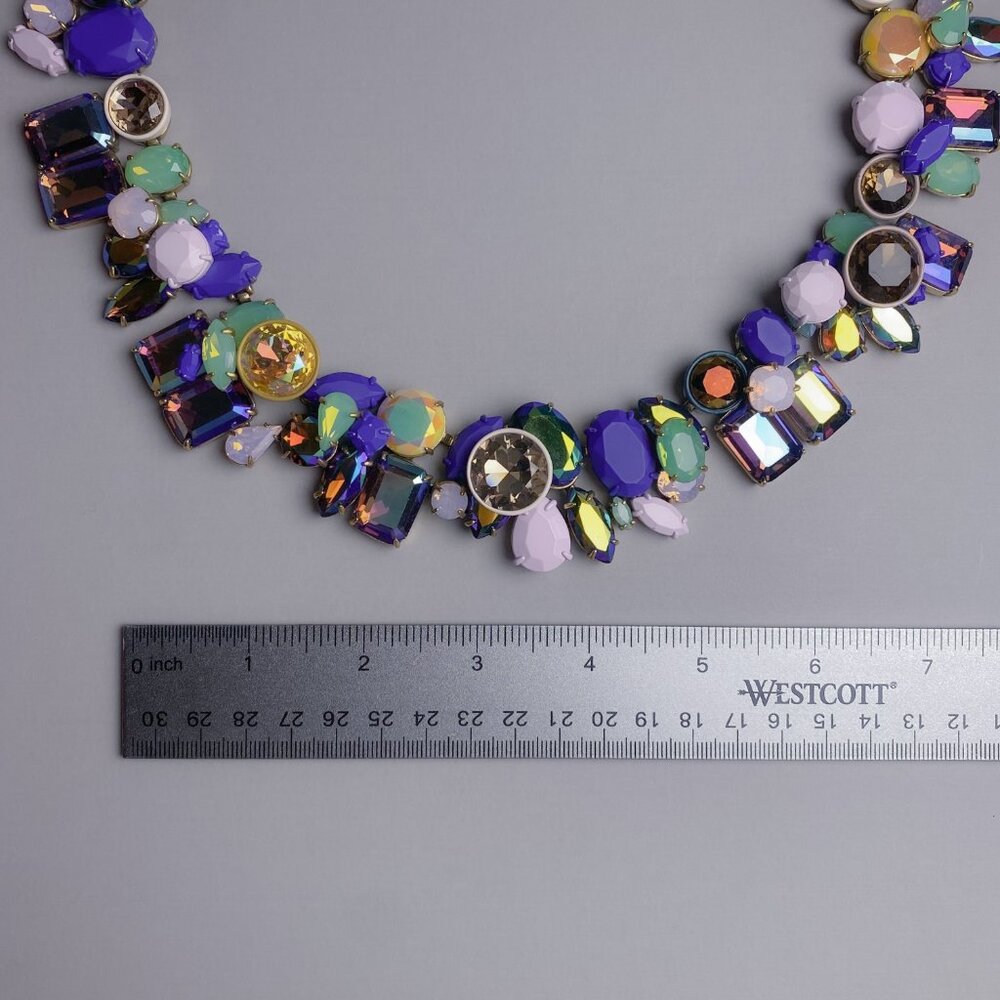 J. Crew Brulee Multicolor Rhinestone Jewel Cluster Statement Collar Necklace - Picture 13 of 13